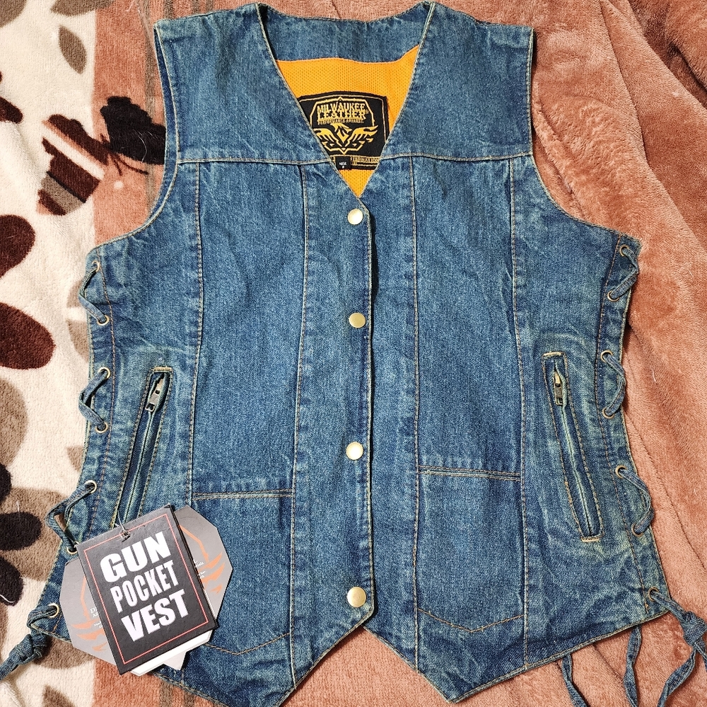 Conceal carry denim vest